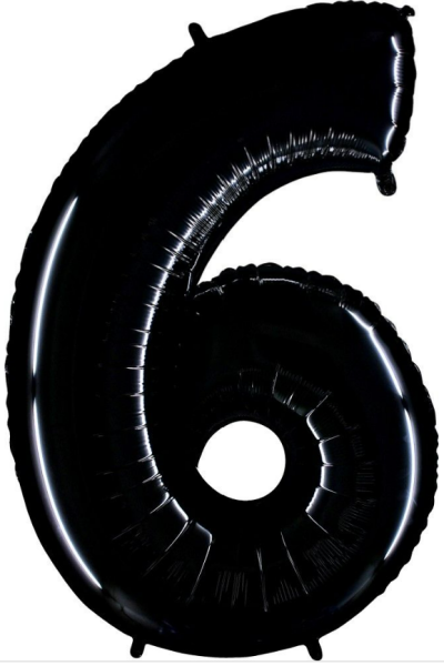 Folienballon - Zahl 6: Schwarz - ø 102cm